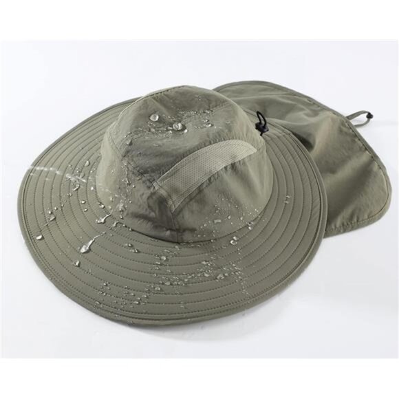 Home Prefer Mens UPF 50+ Sun Protection Cap Wide Brim Fishing Hat with Neck - Picture 2 of 7